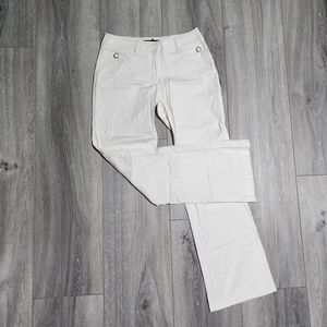 Vintage Y2K I.N.C.  White Mid Rise Flare Leg Casual Pants Womens Size 2
